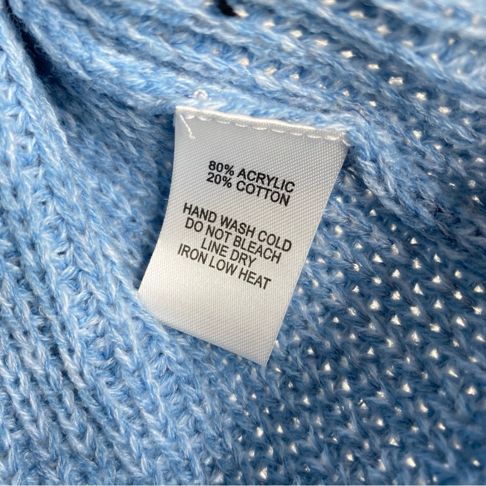 Lulu’s Artfully Inclined Open Shoulder Sweater Light Dusty Blue Knit NWT Small - Picture 10 of 13